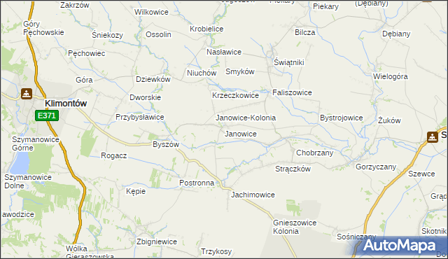 mapa Janowice gmina Samborzec, Janowice gmina Samborzec na mapie Targeo