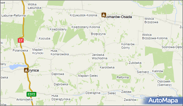 mapa Janówka Wschodnia, Janówka Wschodnia na mapie Targeo