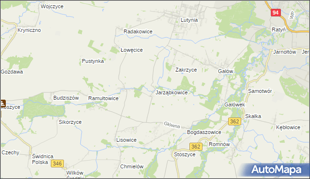 mapa Jarząbkowice gmina Kostomłoty, Jarząbkowice gmina Kostomłoty na mapie Targeo