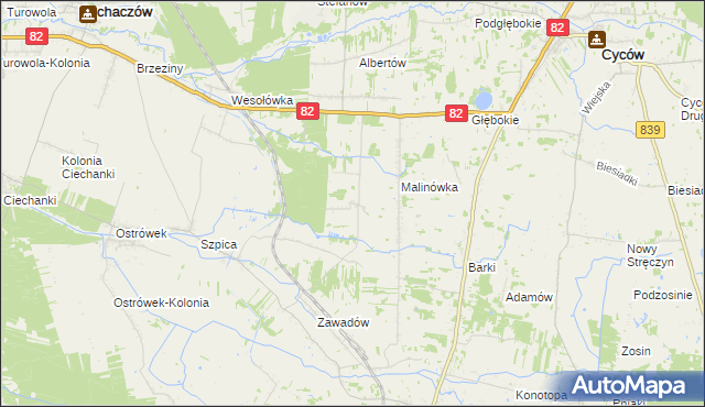 mapa Jasieniec gmina Puchaczów, Jasieniec gmina Puchaczów na mapie Targeo