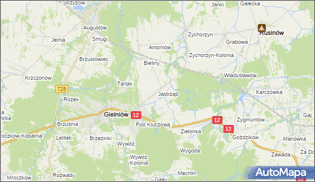 mapa Jastrząb gmina Gielniów, Jastrząb gmina Gielniów na mapie Targeo