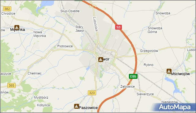 mapa Jawor, Jawor na mapie Targeo