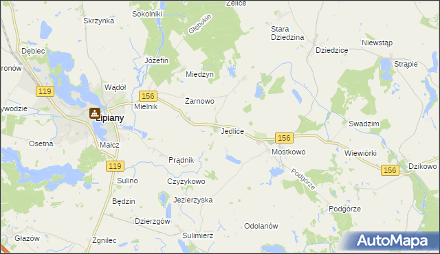 mapa Jedlice gmina Lipiany, Jedlice gmina Lipiany na mapie Targeo