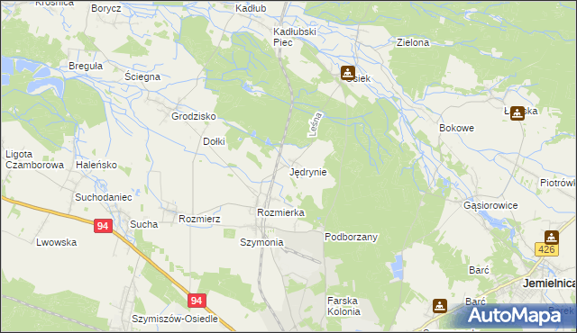 mapa Jędrynie, Jędrynie na mapie Targeo