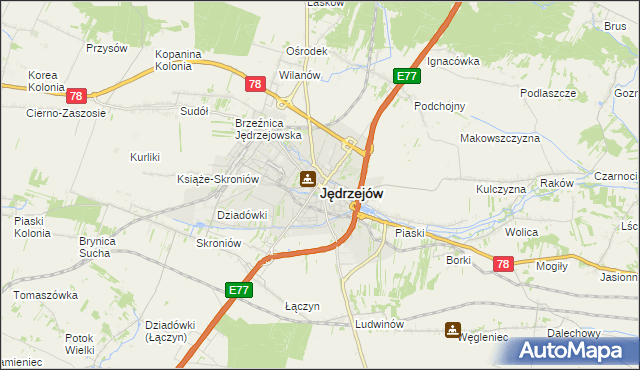 mapa Jędrzejów, Jędrzejów na mapie Targeo