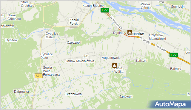 mapa Jesionka gmina Czosnów, Jesionka gmina Czosnów na mapie Targeo