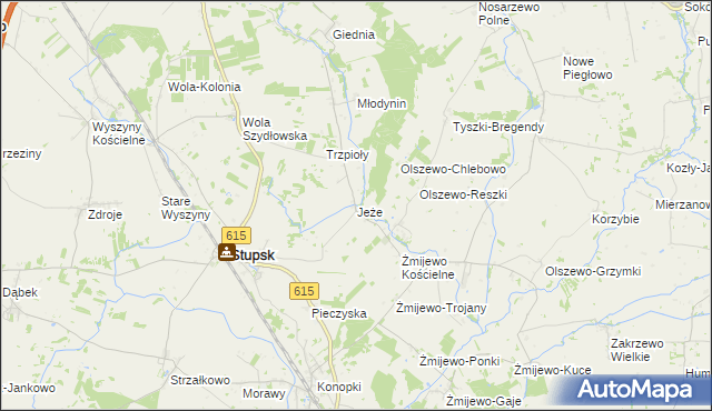 mapa Jeże gmina Stupsk, Jeże gmina Stupsk na mapie Targeo