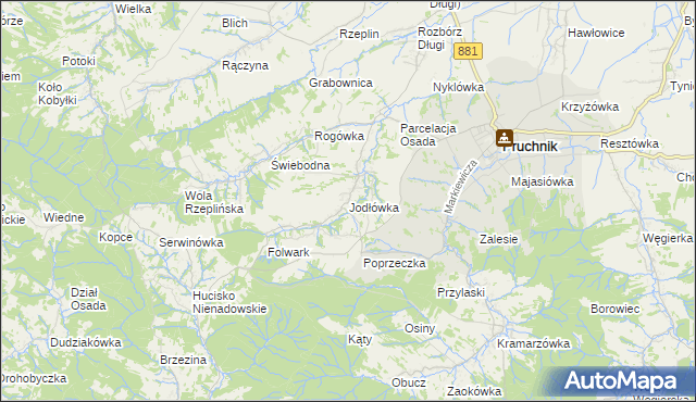 mapa Jodłówka gmina Pruchnik, Jodłówka gmina Pruchnik na mapie Targeo