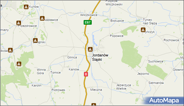 mapa Jordanów Śląski, Jordanów Śląski na mapie Targeo