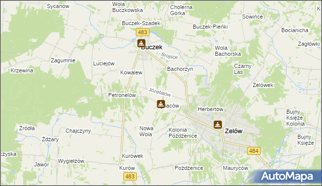 mapa Józefatów gmina Buczek, Józefatów gmina Buczek na mapie Targeo