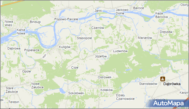 mapa Józefów gmina Dąbrówka, Józefów gmina Dąbrówka na mapie Targeo