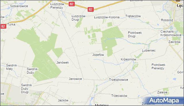 mapa Józefów gmina Mełgiew, Józefów gmina Mełgiew na mapie Targeo