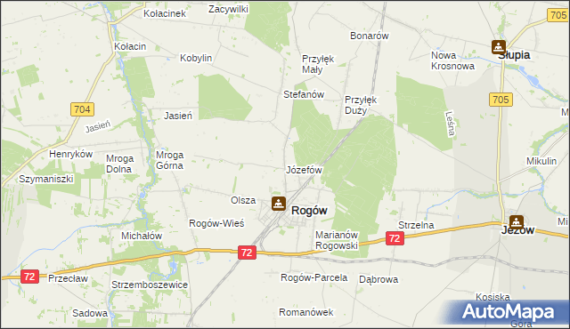 mapa Józefów gmina Rogów, Józefów gmina Rogów na mapie Targeo