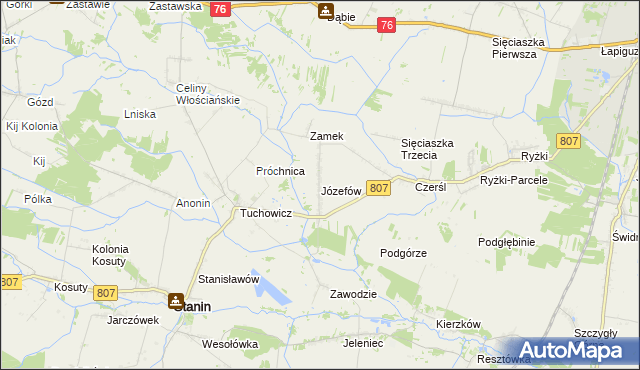 mapa Józefów gmina Stanin, Józefów gmina Stanin na mapie Targeo