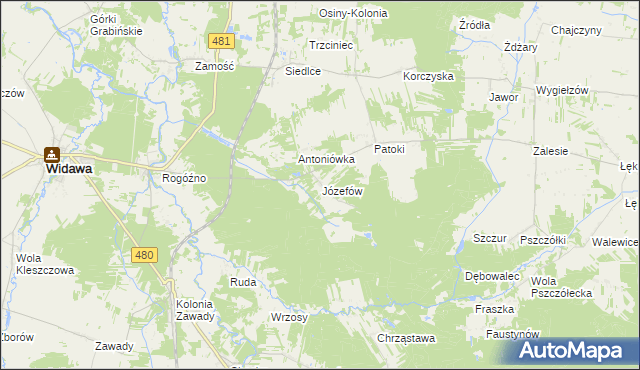 mapa Józefów gmina Widawa, Józefów gmina Widawa na mapie Targeo