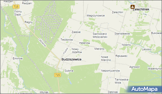 mapa Józefów Stary gmina Budziszewice, Józefów Stary gmina Budziszewice na mapie Targeo