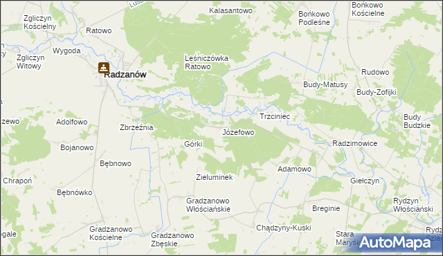 mapa Józefowo gmina Radzanów, Józefowo gmina Radzanów na mapie Targeo