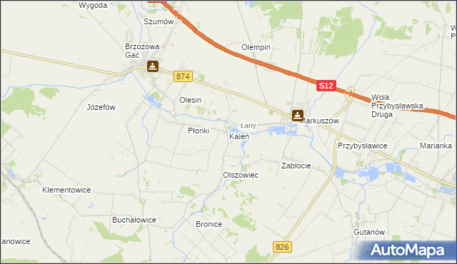 mapa Kaleń gmina Markuszów, Kaleń gmina Markuszów na mapie Targeo