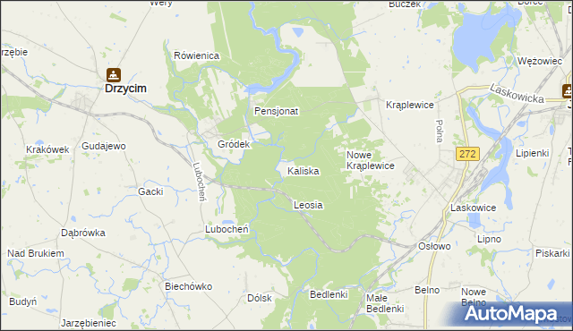 mapa Kaliska gmina Drzycim, Kaliska gmina Drzycim na mapie Targeo