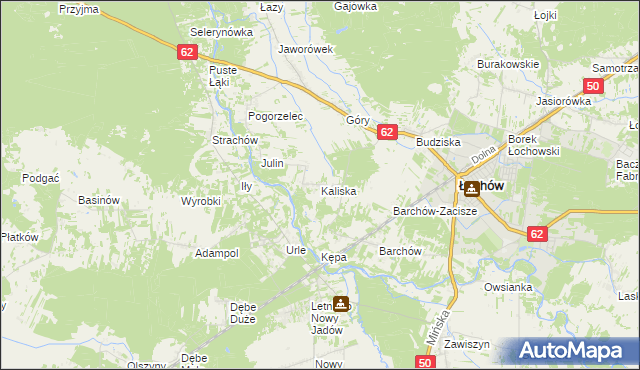 mapa Kaliska gmina Łochów, Kaliska gmina Łochów na mapie Targeo