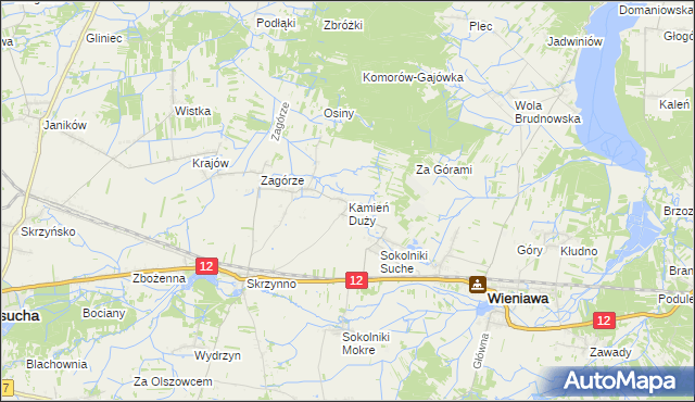 mapa Kamień Duży gmina Wieniawa, Kamień Duży gmina Wieniawa na mapie Targeo