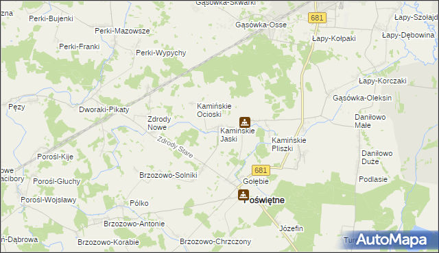 mapa Kamińskie Jaski, Kamińskie Jaski na mapie Targeo