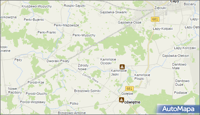 mapa Kamińskie Ocioski, Kamińskie Ocioski na mapie Targeo