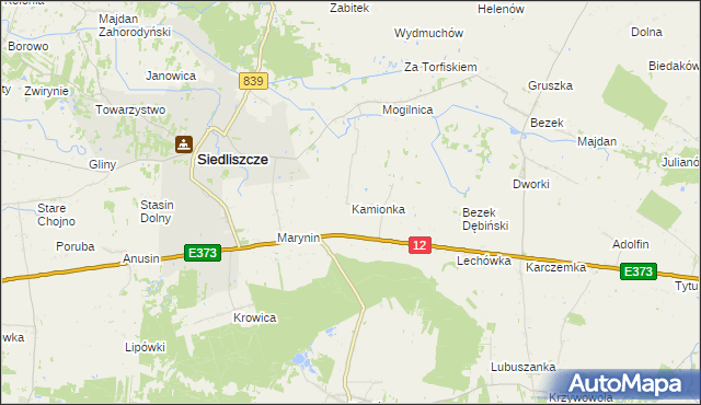 mapa Kamionka gmina Siedliszcze, Kamionka gmina Siedliszcze na mapie Targeo