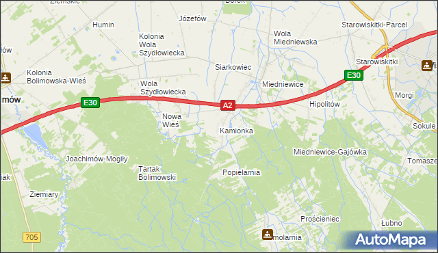 mapa Kamionka gmina Wiskitki, Kamionka gmina Wiskitki na mapie Targeo