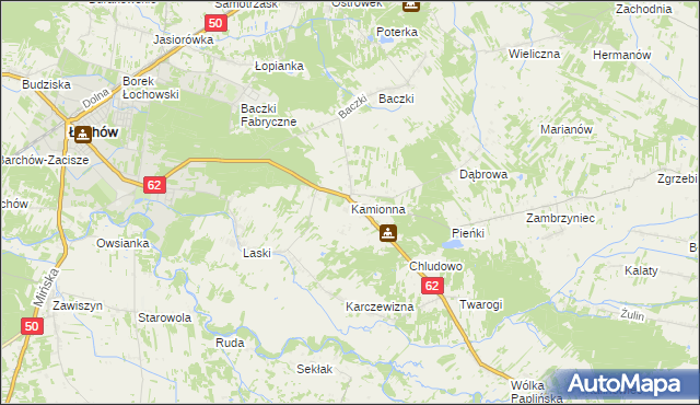 mapa Kamionna gmina Łochów, Kamionna gmina Łochów na mapie Targeo