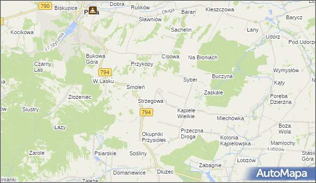 mapa Kąpiołki, Kąpiołki na mapie Targeo