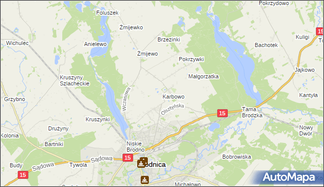 mapa Karbowo gmina Brodnica, Karbowo gmina Brodnica na mapie Targeo