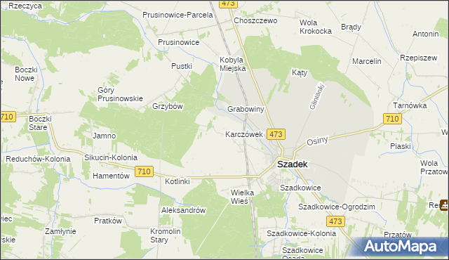 mapa Karczówek gmina Szadek, Karczówek gmina Szadek na mapie Targeo