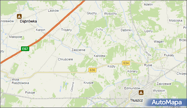 mapa Karolew gmina Dąbrówka, Karolew gmina Dąbrówka na mapie Targeo