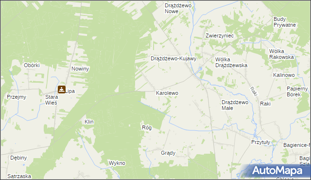 mapa Karolewo gmina Krasnosielc, Karolewo gmina Krasnosielc na mapie Targeo