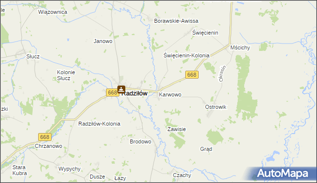 mapa Karwowo gmina Radziłów, Karwowo gmina Radziłów na mapie Targeo