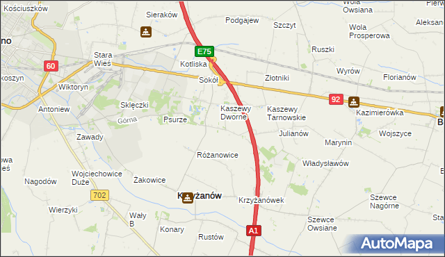 mapa Kaszewy-Kolonia, Kaszewy-Kolonia na mapie Targeo