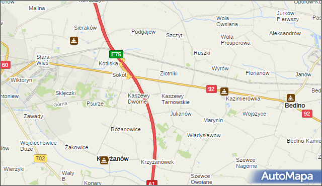 mapa Kaszewy Tarnowskie, Kaszewy Tarnowskie na mapie Targeo