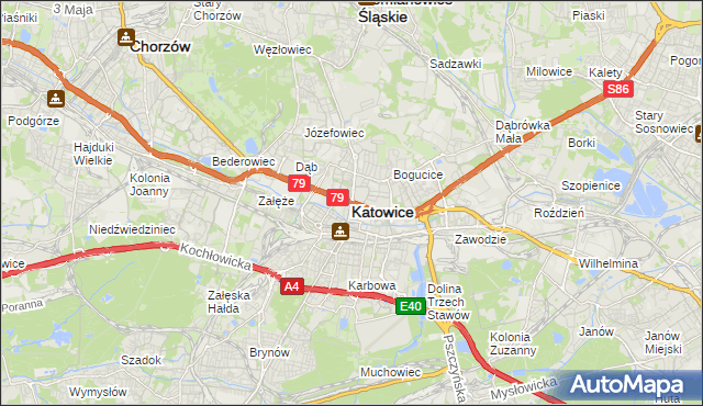 mapa Katowic, Katowice na mapie Targeo