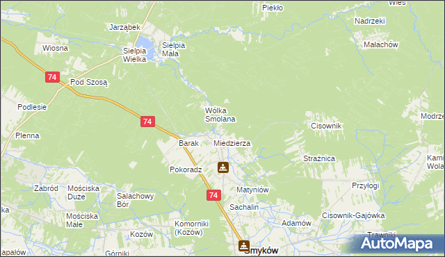 mapa Kawęczyn gmina Smyków, Kawęczyn gmina Smyków na mapie Targeo