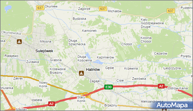 mapa Kazimierów gmina Halinów, Kazimierów gmina Halinów na mapie Targeo