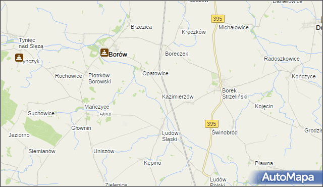 mapa Kazimierzów gmina Borów, Kazimierzów gmina Borów na mapie Targeo