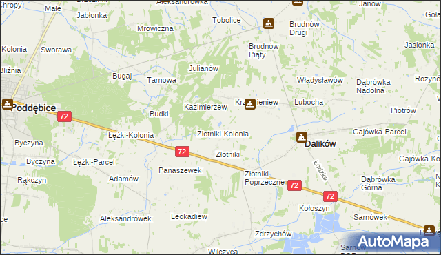 mapa Kazimierzów gmina Dalików, Kazimierzów gmina Dalików na mapie Targeo