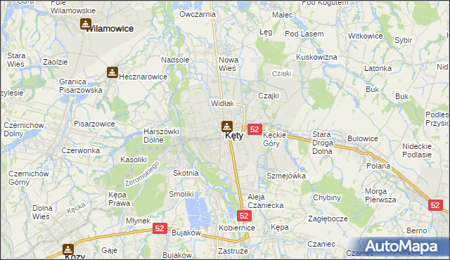 mapa Kęty, Kęty na mapie Targeo