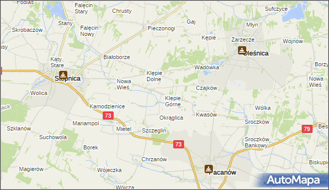 mapa Klępie Górne, Klępie Górne na mapie Targeo