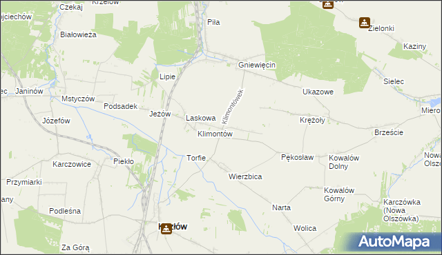 mapa Klimontówek, Klimontówek na mapie Targeo