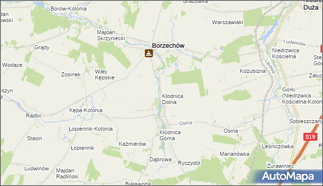 mapa Kłodnica Dolna, Kłodnica Dolna na mapie Targeo