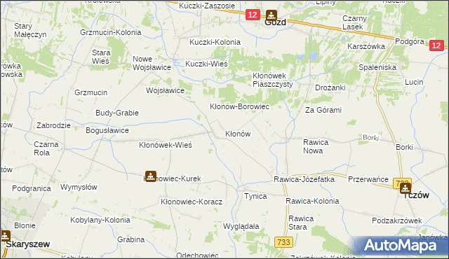 mapa Kłonów, Kłonów na mapie Targeo