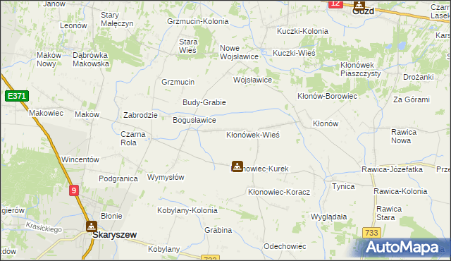 mapa Kłonówek-Wieś, Kłonówek-Wieś na mapie Targeo
