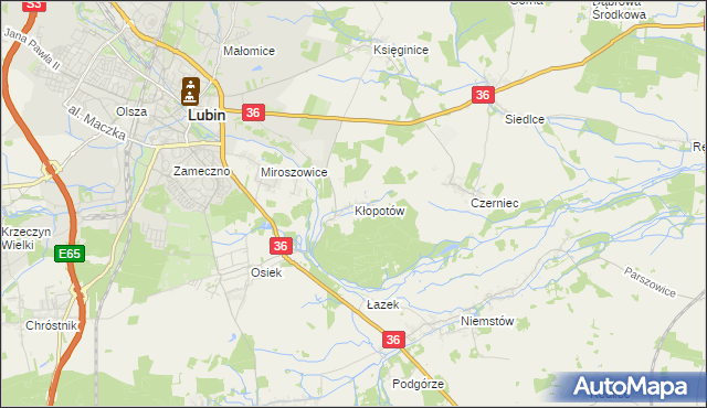 mapa Kłopotów gmina Lubin, Kłopotów gmina Lubin na mapie Targeo